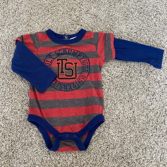 Truly scrumptious by heidi klum baby boy striped onesie bodysuit size 6 months - Picture 3 of 6